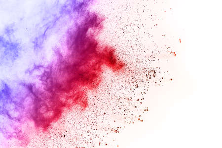 Abstract powder splatted background. Colorful powder explosion on white background. Colored cloud....