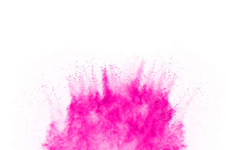 Abstract pink powder splatted background,Freeze motion of color powder exploding/throwing color...