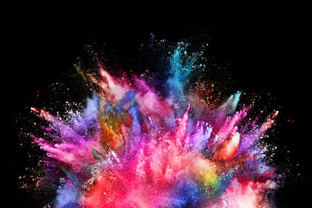 abstract colored dust explosion on a black background.abstract powder splatted background,Freeze...