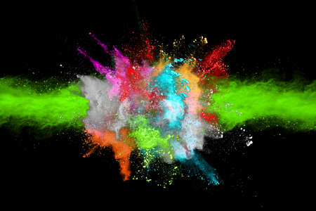 abstract colored dust explosion on a black background.abstract powder splatted background,Freeze...