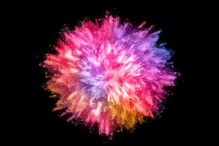 abstract colored dust explosion on a black background.abstract powder splatted background,Freeze...