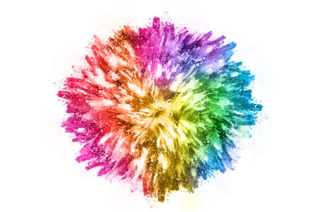 abstract powder splatted background. Colorful powder explosion on white background. Colored cloud....