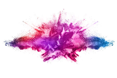 abstract powder splatted background. Colorful powder explosion on white background. Colored cloud. Colorful dust explode. Paint Holi.の写真素材
