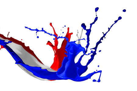 Colored paint splashes isolated on white background. 3d renderingの写真素材