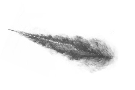 Black powder explosion on white background. Colored cloud. Colorful dust explode. Paint Holi.の写真素材