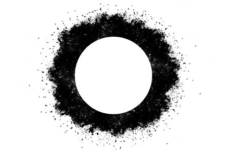 Abstract black grunge circle on white background. Design element. Grunge texture.の写真素材