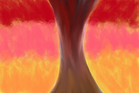 Tree alone and fire abstractの写真素材