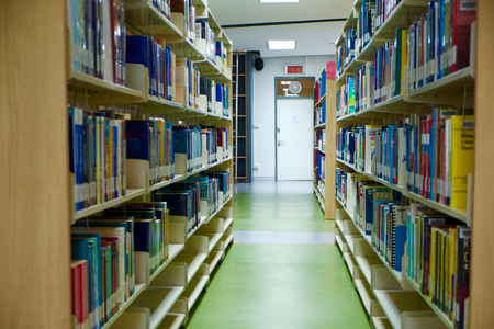 bookshelf in the libraryのeditorial素材