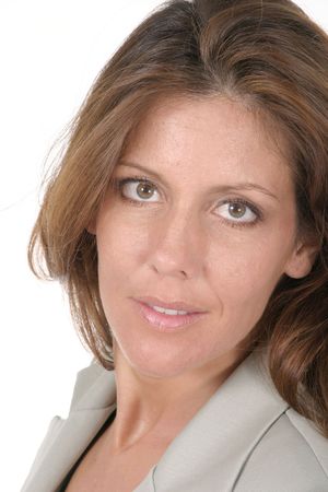 Beautiful brunette executive business woman in a business suit.の写真素材