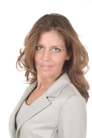 Beautiful brunette executive business woman in a business suit.の写真素材