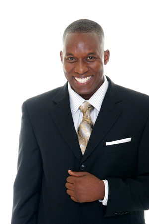 Handsome man in black business suit.の写真素材