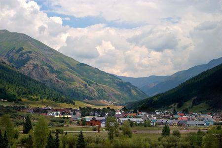 View of Silverton, Colorado from Highway 550.の写真素材