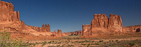 The Organ and the Three Gossips in Arches National Park, Moab, Utahの写真素材