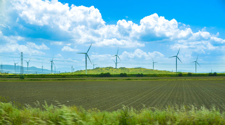 Eco power, wind turbinesの写真素材