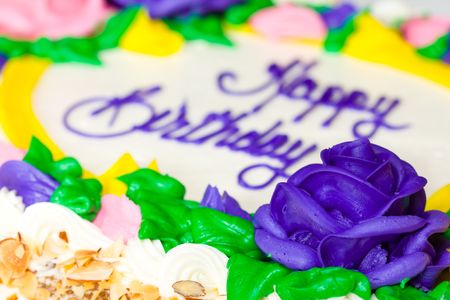 Close up of an icing birthday cake