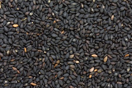 Black sesame seeds in close up shotの写真素材