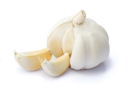 Garlic isolated on white backgroundの写真素材