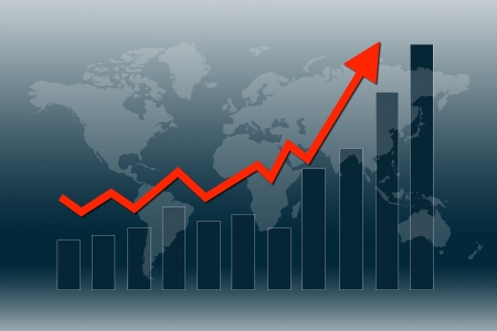 Graph and chart show world economy in recovery modeの写真素材