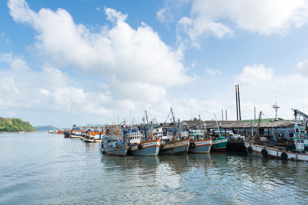 PHUKET - JUNE 24 : Fishing boats docking at Phuket province, Thailand on June 24, 2014のeditorial素材