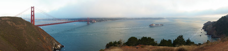 Panorama view of famous Golden Gate Bridge in San Franciscoの写真素材