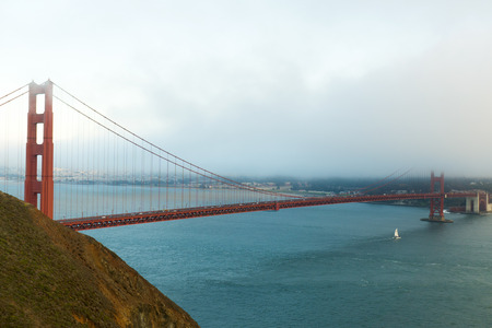 Panorama view of famous Golden Gate Bridge in San Franciscoの写真素材