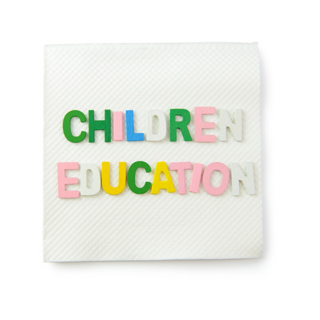 Word children education written on white napkinの写真素材