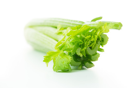 Bunch of fresh celery on white backgroundの写真素材