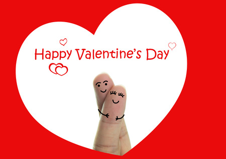 Valentine's theme with finger couple in loveの写真素材