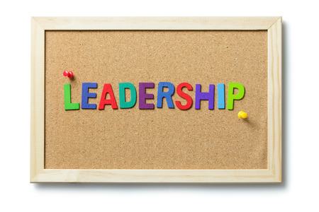 Leadership word letters on cork notice boardの写真素材