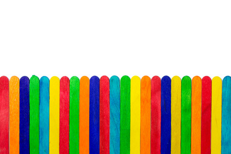 Colourful wooden  sticks on white backgroundの写真素材