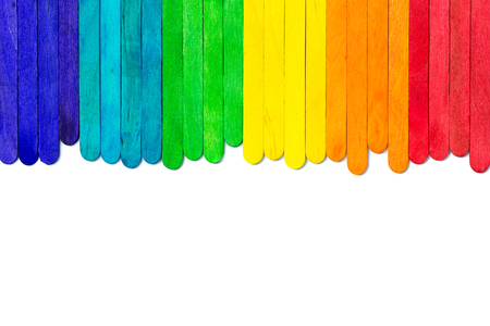 Colourful wooden  sticks on white backgroundの写真素材