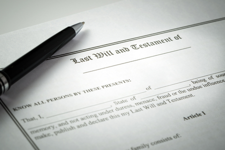 Ball pen on last will and testament documentの写真素材