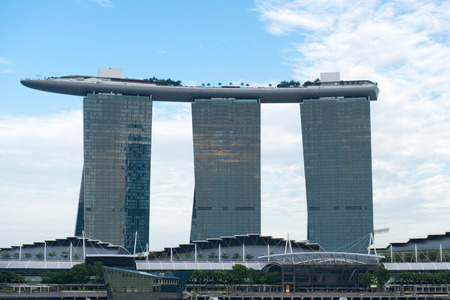 View of Marina Bay Sands, the integrated Resort and shopping center in Singaporeのeditorial素材
