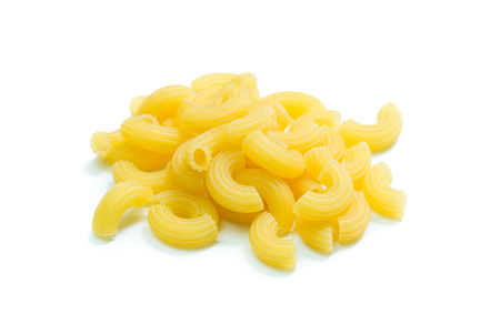 Close up of Italian pasta macaroni over white backgroundの写真素材