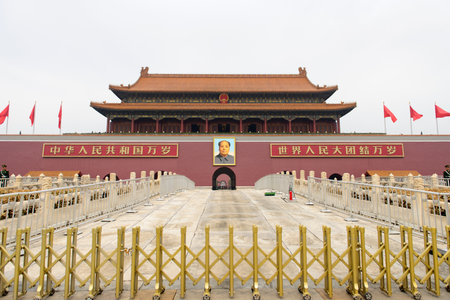 Beijing, CHINA - 23 MAR, 2018: Beijing Tiananmen square is the center of Beijing, it is also a sign of Beijingのeditorial素材