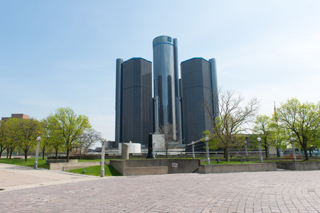 Detroit Michigan, USA - 6 MAY, 2018: GM Renaissance center, rencen in Detroit Michigan USA, a headquarter for GMのeditorial素材