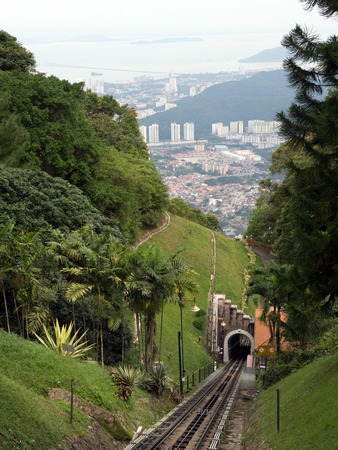 Railway tram track on the hill in Penang, Malaysia.の写真素材