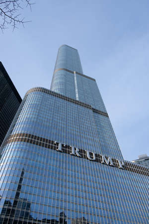 Chicago, Illinois - DEC 26, 2018: The Trump International Hotel and Tower in Chicago. The Trump Tower was completed in 2008.のeditorial素材