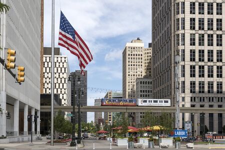 Detroit, USA - August 17, 2019 : Landscape view of downtown Detroit in Michigan USAのeditorial素材