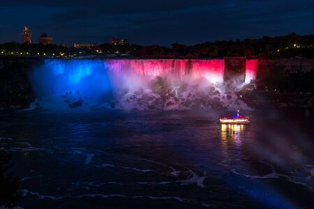 Night view of Niagara Falls from the Ontario, Canadian sideの写真素材