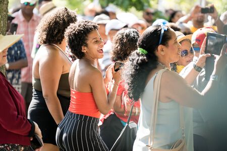 Toronto, Canada - Aug 4, 2019: People dancing and enjoying the outdoor concert at Harbourfront in Toronto, Canada during summer timeのeditorial素材