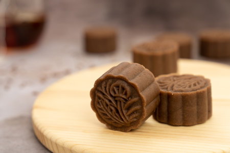 Mocha mooncake, a kind of traditional Chinese Snack for mid autumn festival