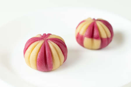 Japanese traditional confectionery cake wagashi or temari mooncake