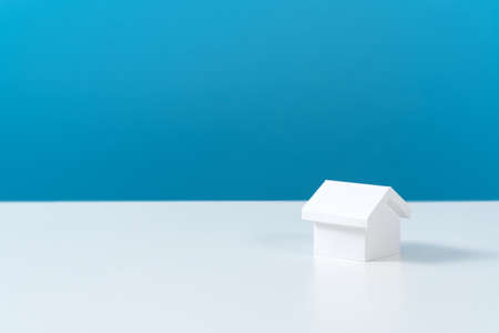 One 3D white house model for dream home, real estate property or housing development