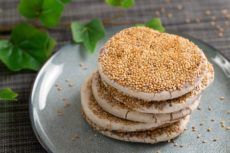 Fresh chinese traditional sesame pancake is culture dessert of chinese.の写真素材