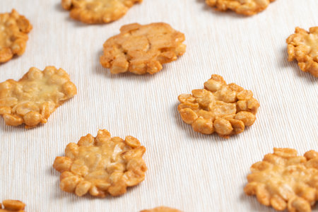 Homemade crunchy peanut cookies or biscuit, Japanese and Chinese traditional style