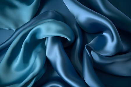 Smooth and elegant blue silk satin fabric background, Generative AIの素材