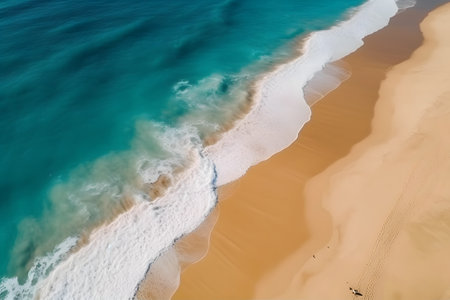 Close up of sand and ocean on tropical beach during the summer, Generative AIの素材