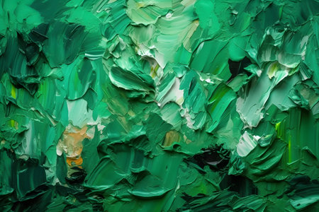 Green abstract acrylic knife painting, Generative AIの素材
