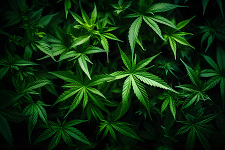 Green marijuana or cannabis plantation backgroundの素材